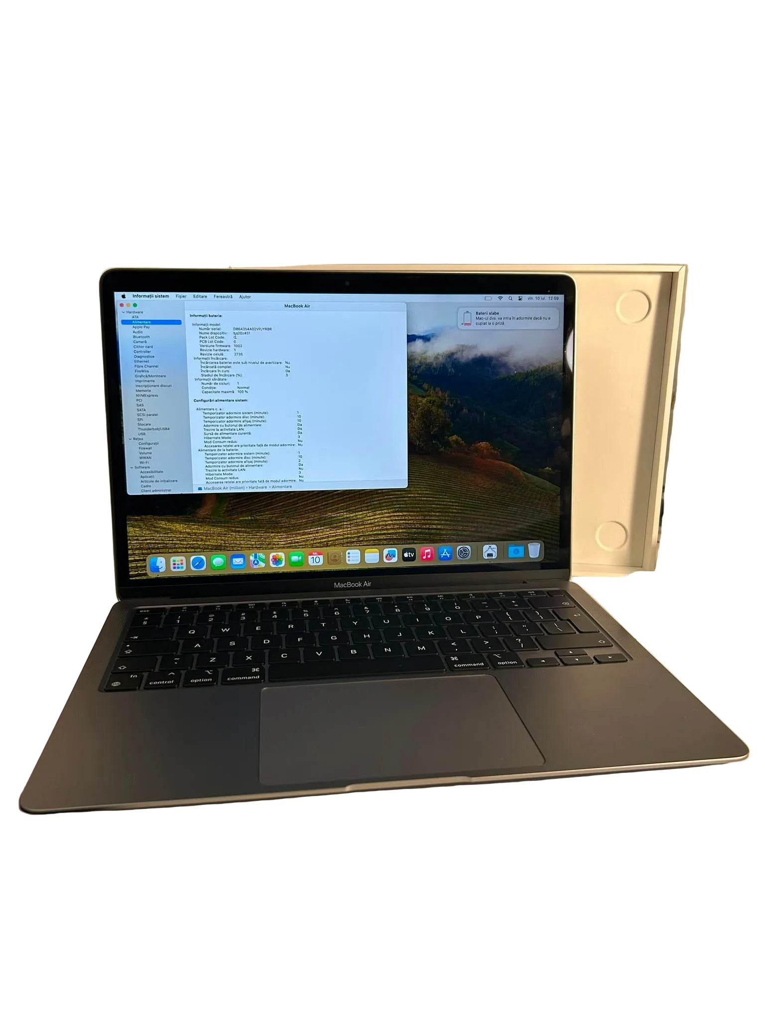 MacBook Air M1 2020 8GB RAM 256GB – Baterie 100%, 1 Ciclu, Garanție Extinsă 3 Ani