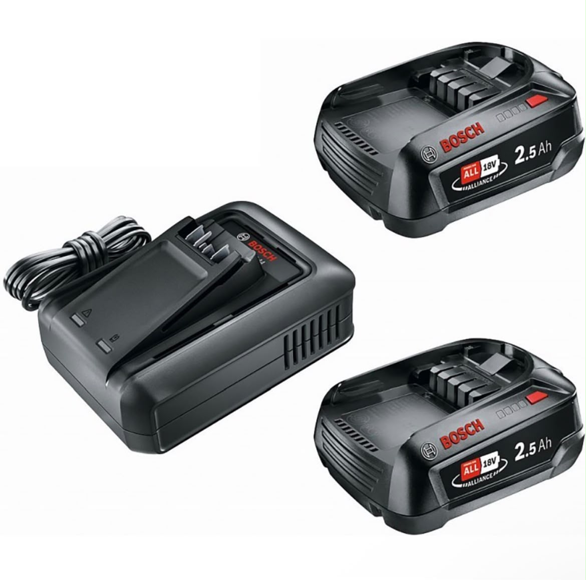 Starter Kit Bosch 18V – 2 x Acumulator 2.5Ah + Încărcător AL 18V-44 | 1600A031T5