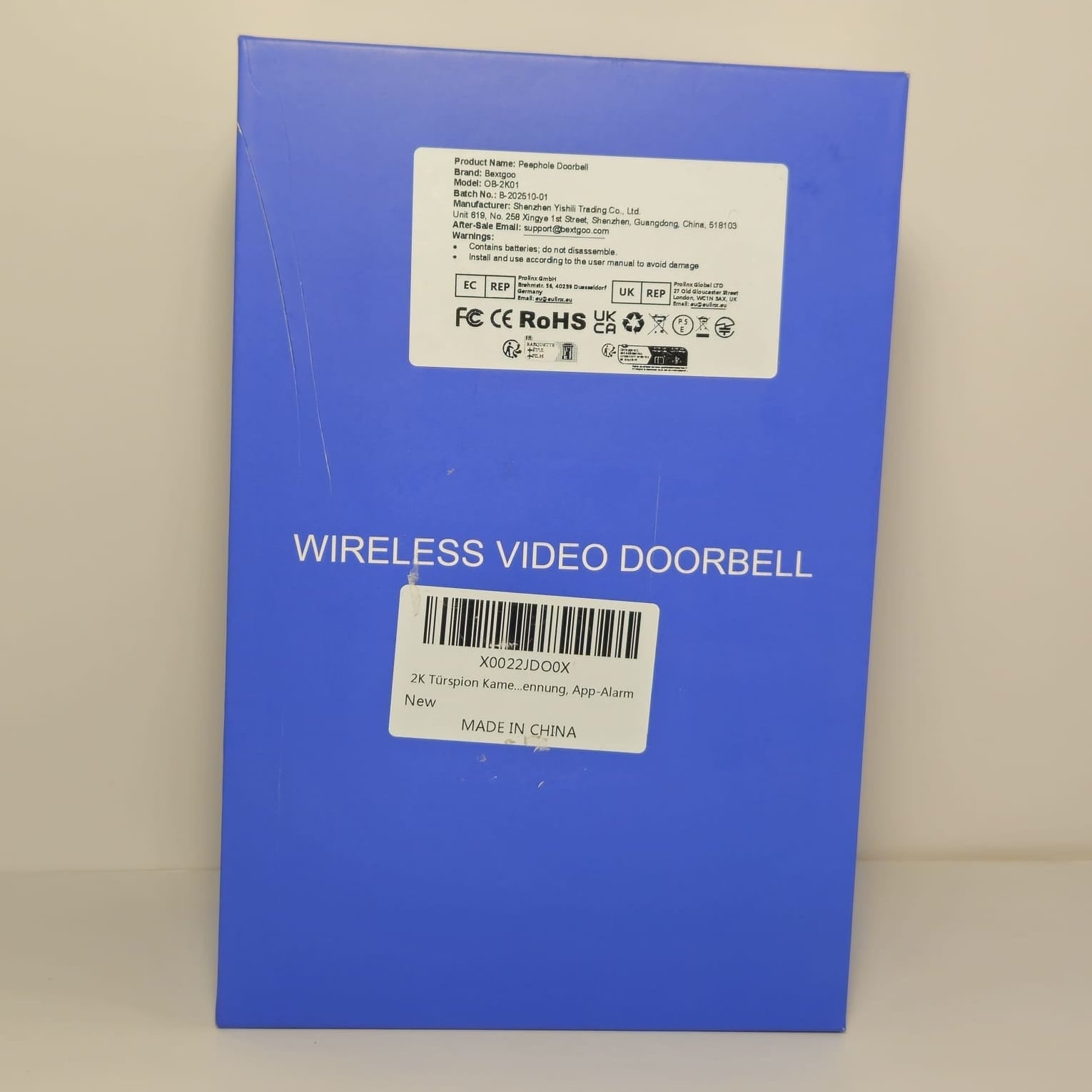 Sonerie Video Inteligentă BEXTGOO OB-2K1 – Wireless Video Doorbell, Cameră 2K