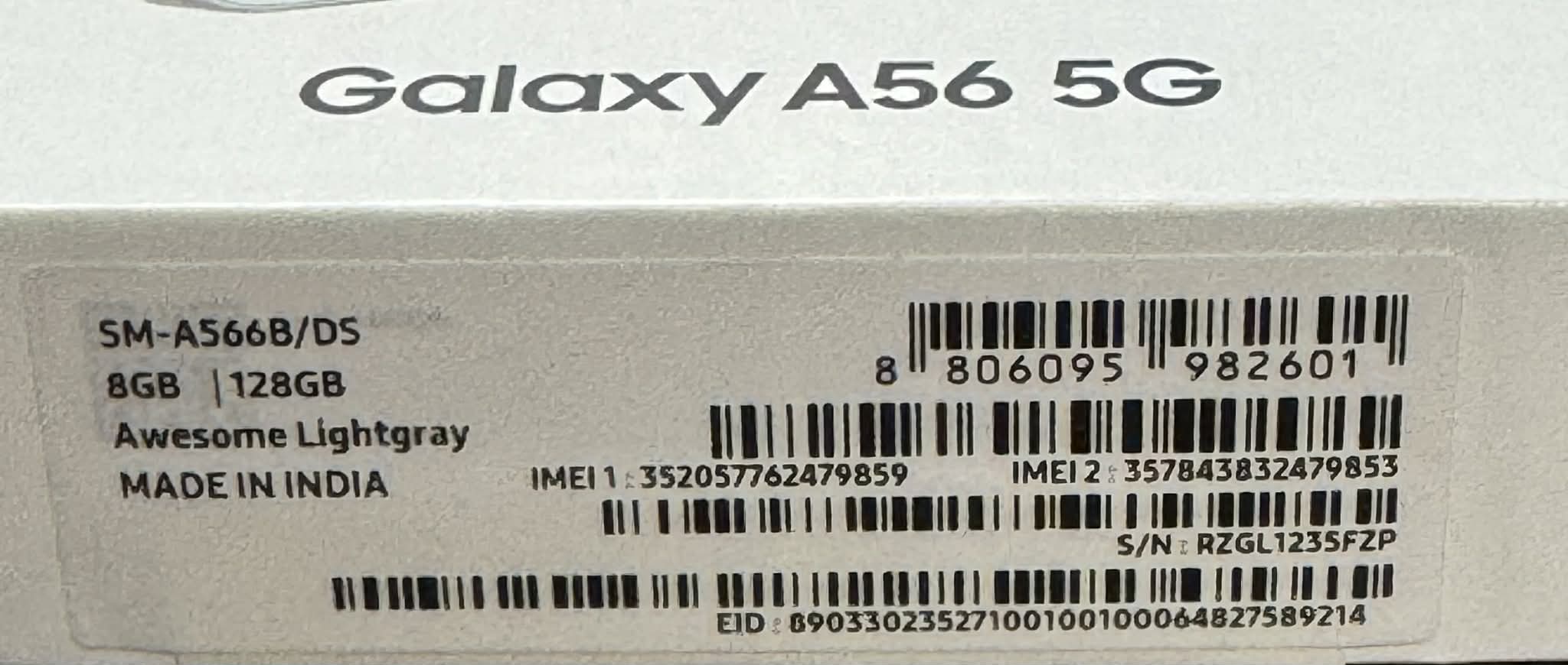 SAMSUNG A56 5G Awesome Lightgray 128 gb