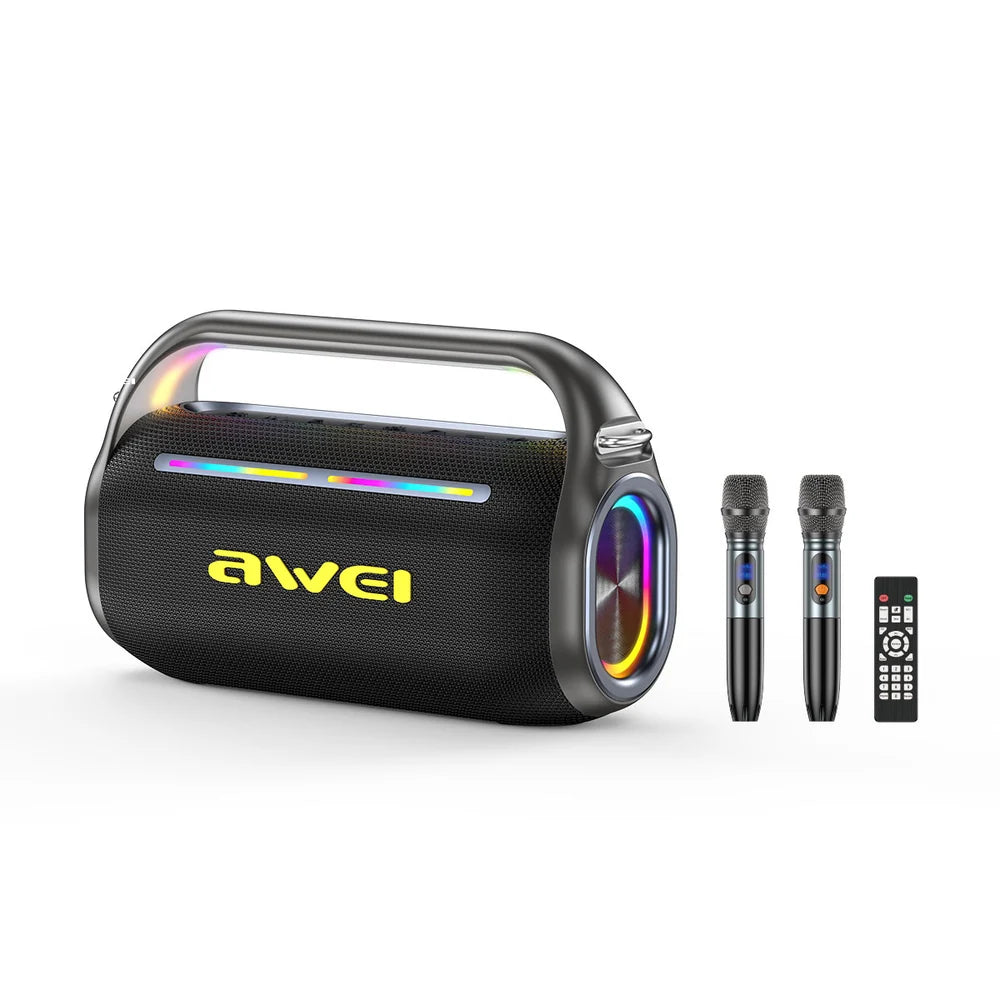 Boxă Portabilă AWEI KT18, Bluetooth, Karaoke, 2 Microfoane Wireless
