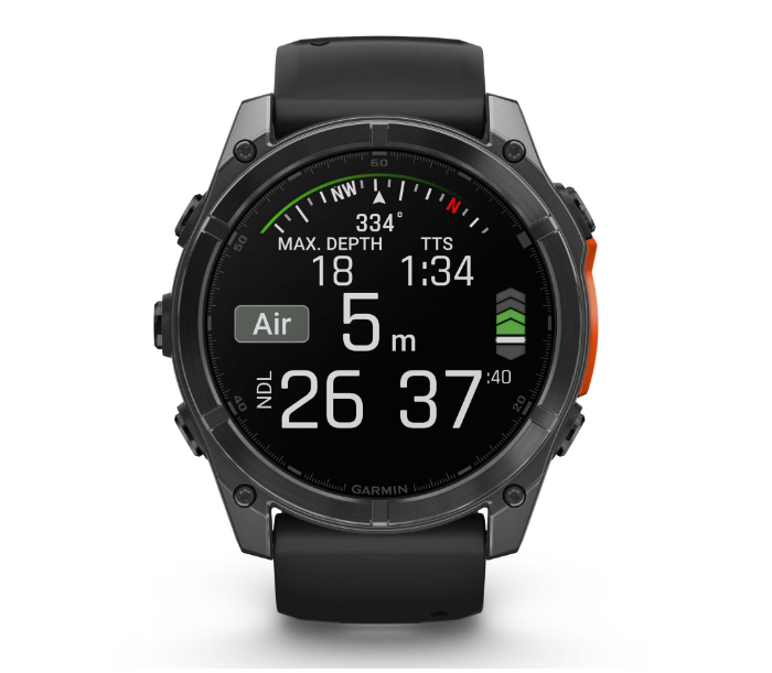 Smartwatch Garmin Fenix 8 AMOLED 51mm GPS Wi-Fi Android iOS Oțel Inoxidabil Slate Gray cu Curea Silicon Neagră