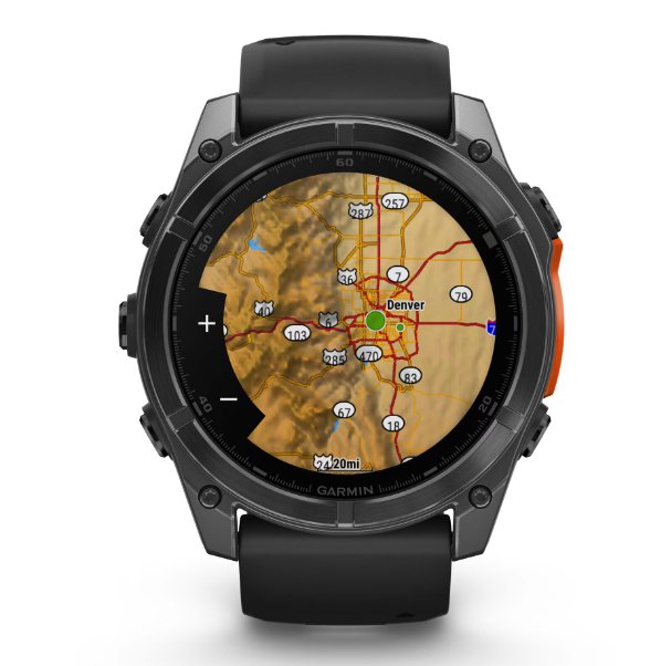 Smartwatch Garmin Fenix 8 AMOLED 51mm GPS Wi-Fi Android iOS Oțel Inoxidabil Slate Gray cu Curea Silicon Neagră