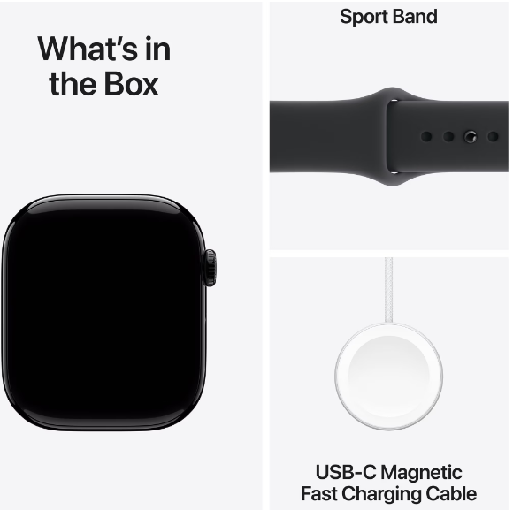 Smartwatch Apple Watch Series 11 GPS, Carcasă Jet Black Aluminium, 46mm