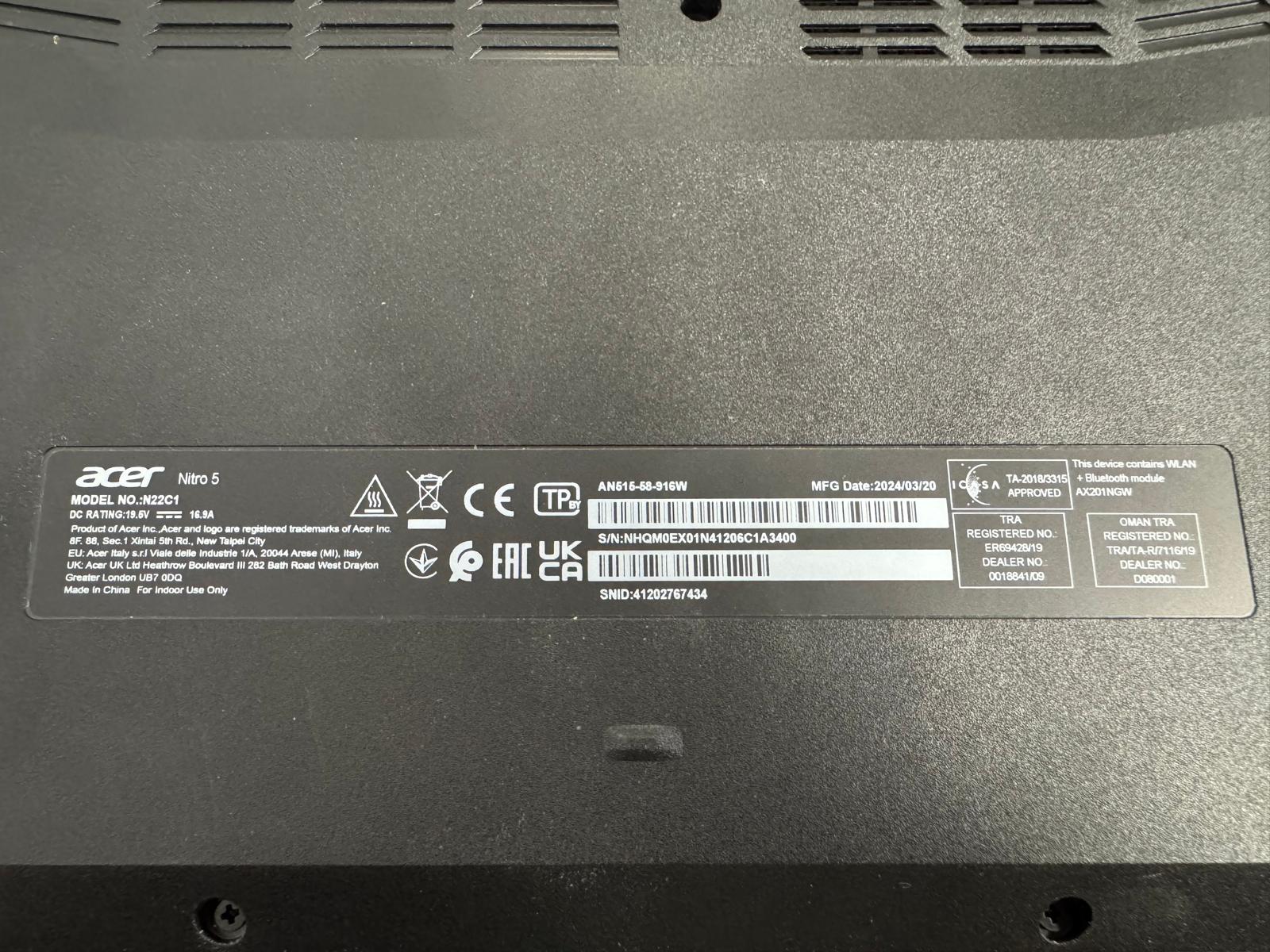 Acer Nitro 5 AN515-58-916W SSD 1TB