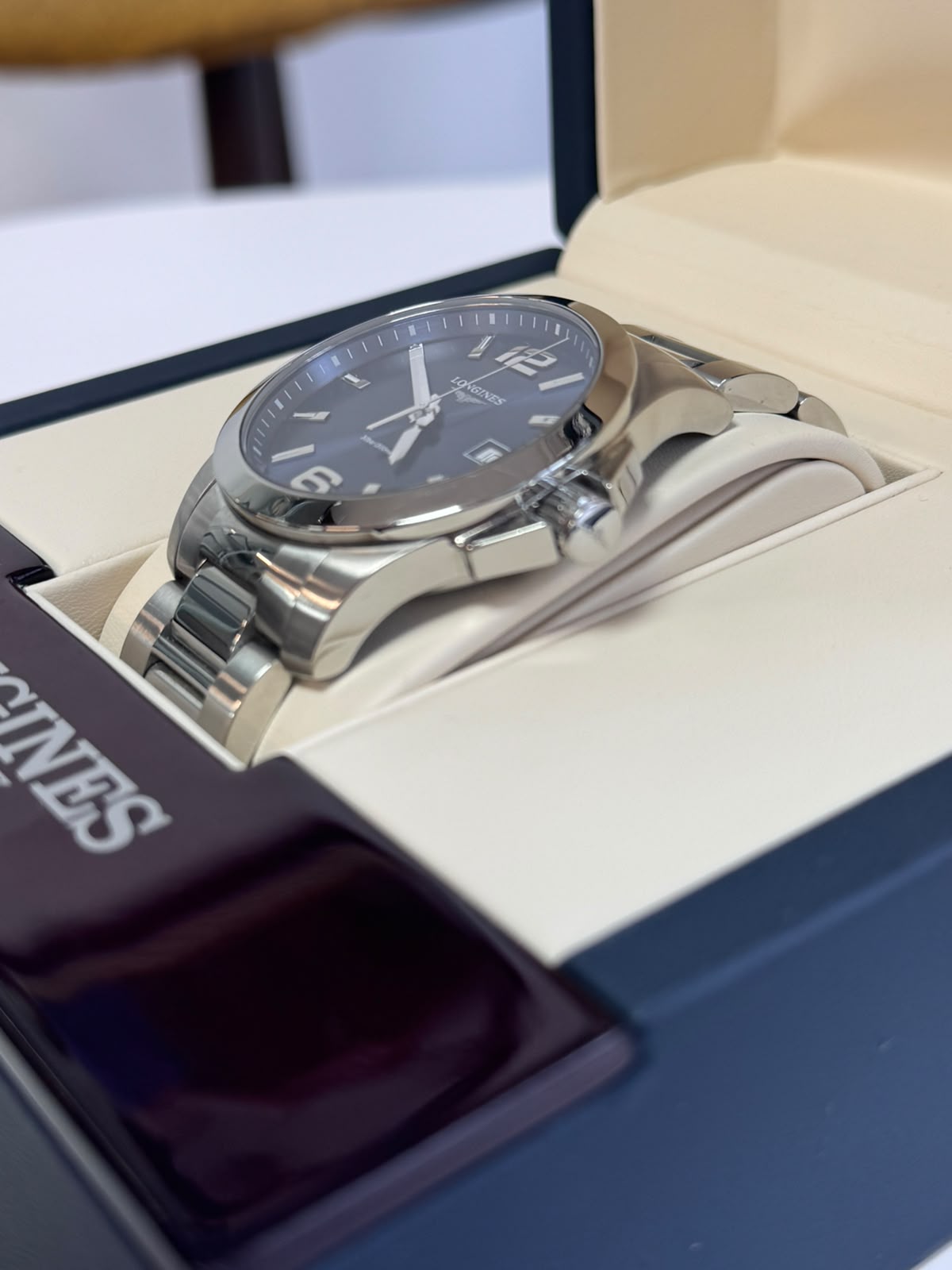 Ceas Longines Conquest L3.759.4.96.6, 41 mm, Sunray Blue, Quartz, Oțel Inoxidabil