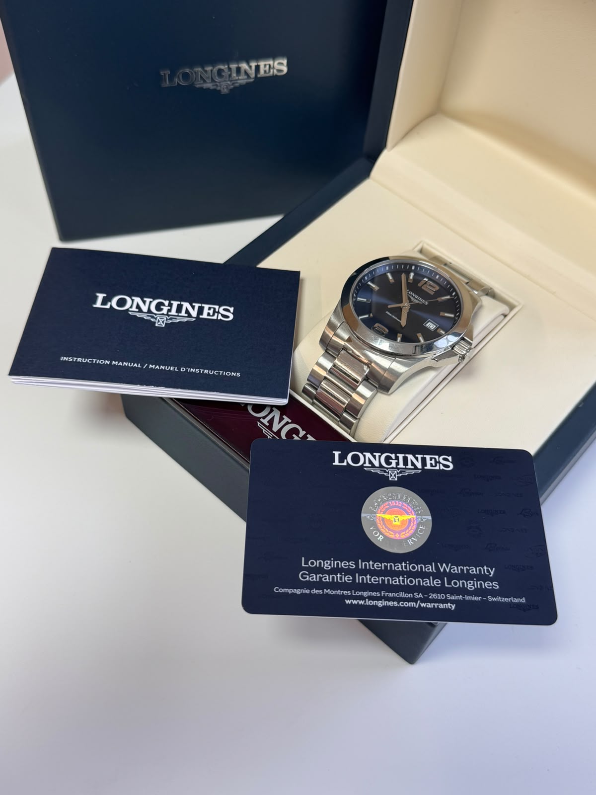 Ceas Longines Conquest L3.759.4.96.6, 41 mm, Sunray Blue, Quartz, Oțel Inoxidabil