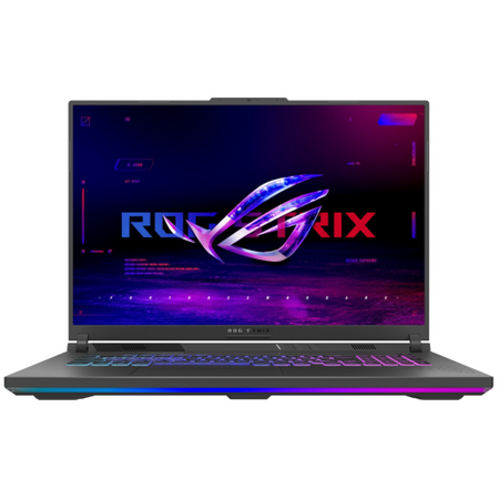 Laptop gaming ASUS ROG Strix G18 Ryzen 9 RTX 5060 G814PM deschis cu tastatura iluminata