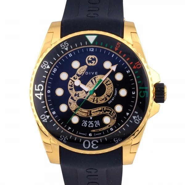 Ceas Gucci Dive YA136219, 45 mm, Gold, Stainless Steel, Quartz, Snake – Bărbați
