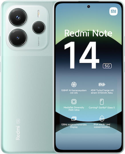 Xiaomi Redmi Note 14 5G 256GB 8GB RAM Dual SIM Coral Green